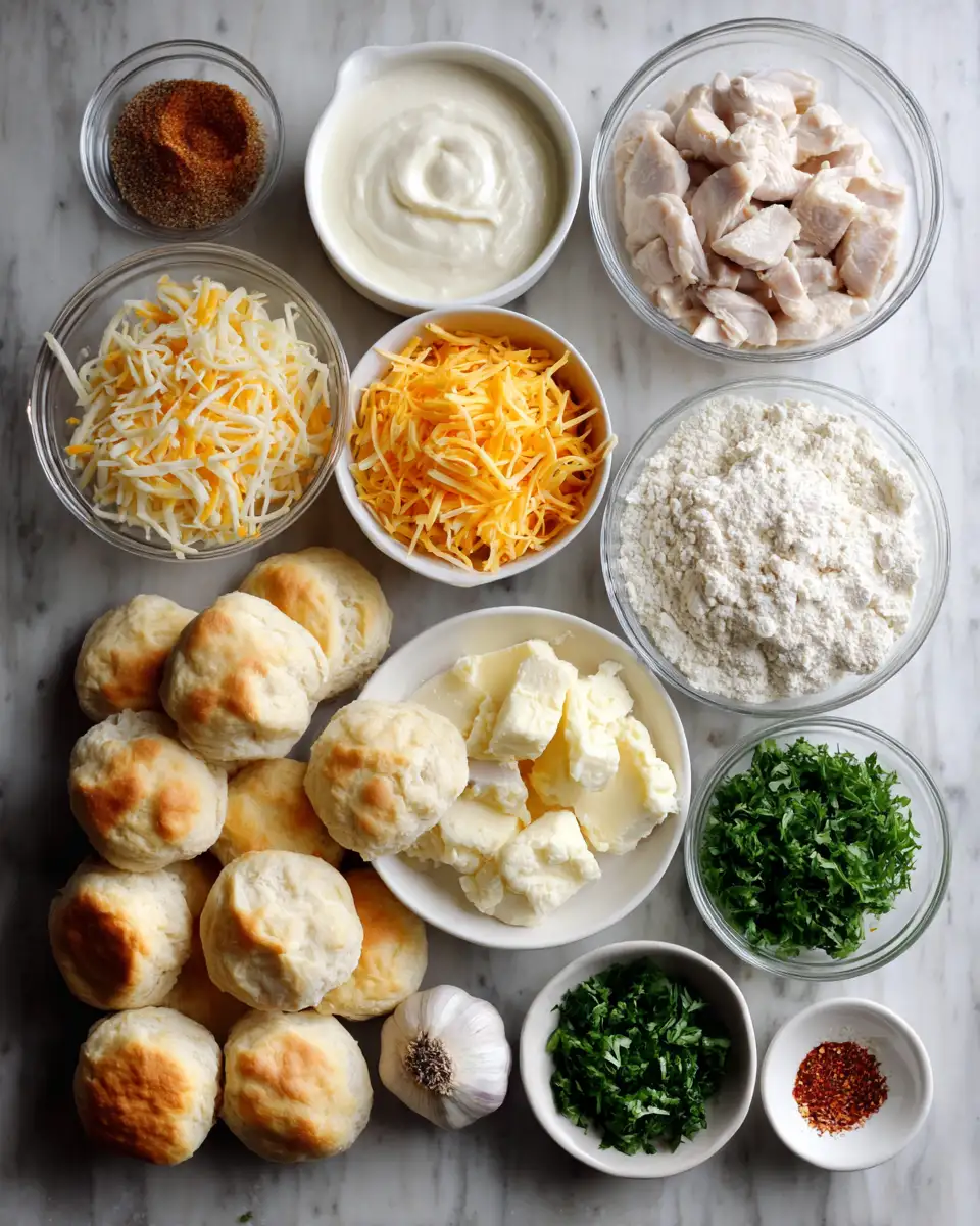 Cheesy Garlic Chicken Biscuit Bake: The Ultimate Comfort Food Delight 4 Ingredients for Cheesy Garlic Chicken Biscuit Bake: The Ultimate Comfort Food Delight