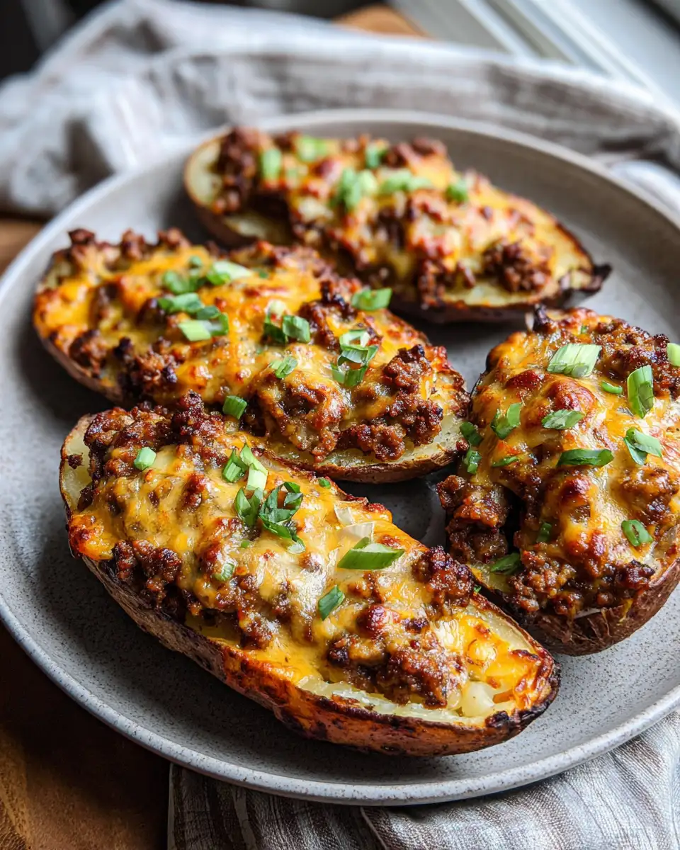 Final dish - Cheesy Ground Beef Potato Boats: A Comfort Food Dream Come True