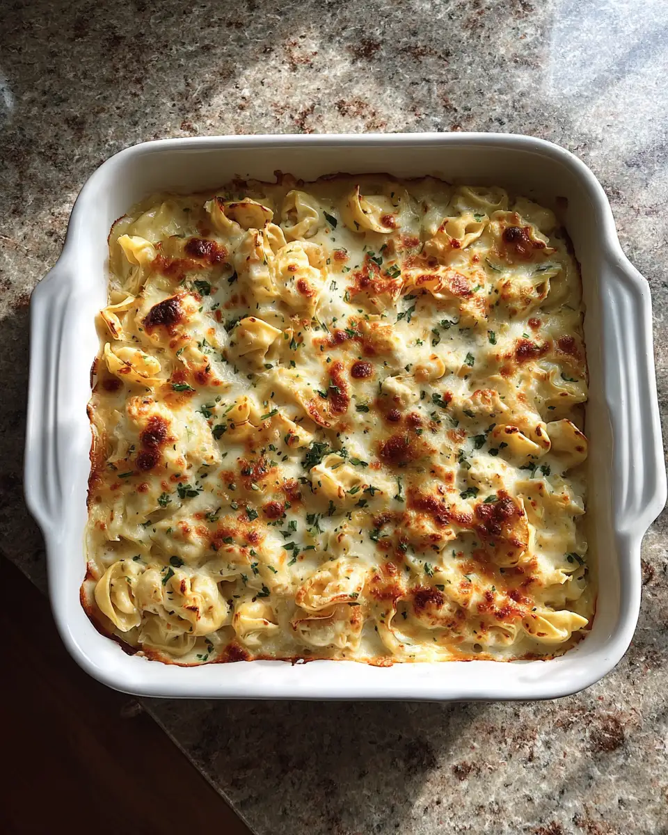 Final dish - Irresistible Cheesy Ranch Chicken Tortellini Bake: Your New Favorite Comfort Dish