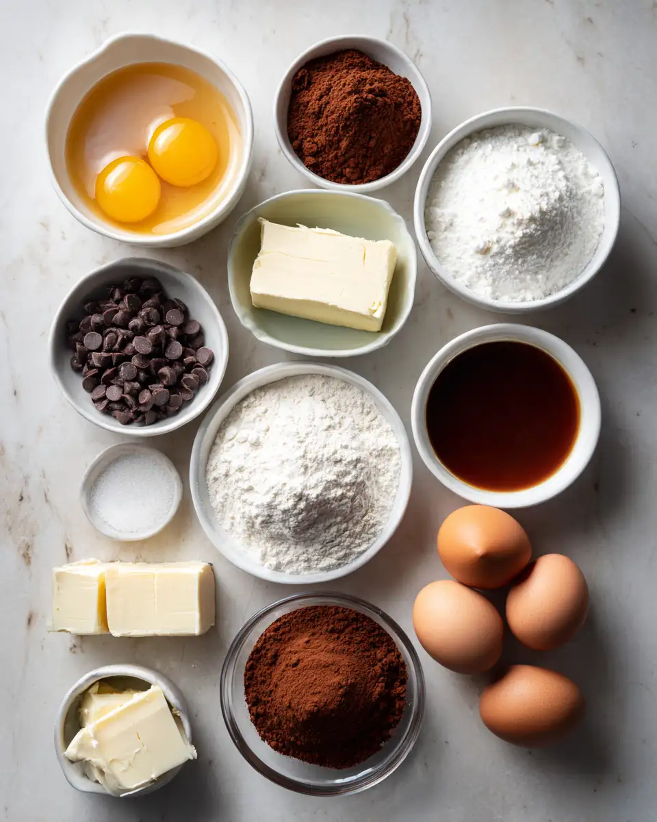 Ingredients for Decadent Chocolate Caramel Brownie Cheesecake Cups to Satisfy Your Sweet Tooth