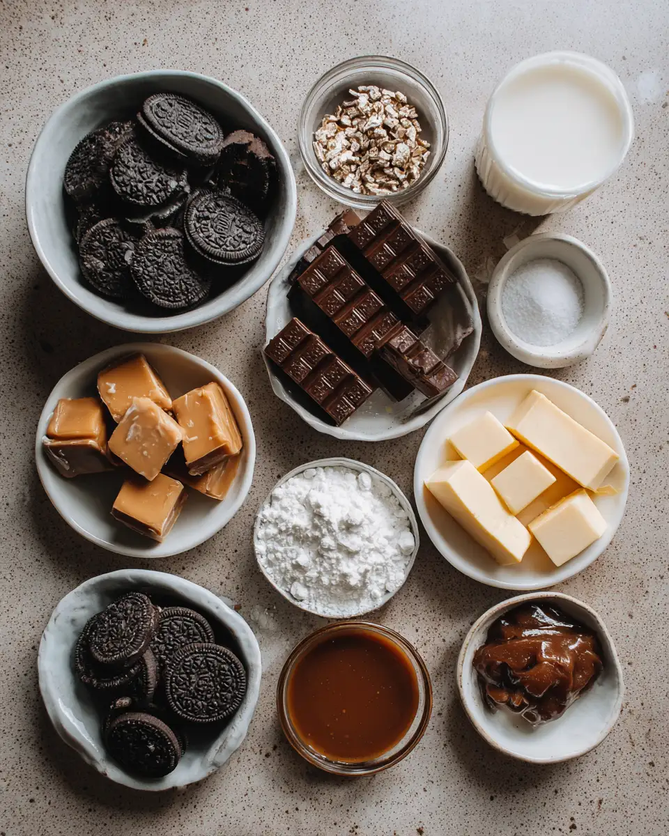 Decadent Delight: Irresistible Chocolate Caramel Oreo Cookie Bars 4 Ingredients for Decadent Delight: Irresistible Chocolate Caramel Oreo Cookie Bars