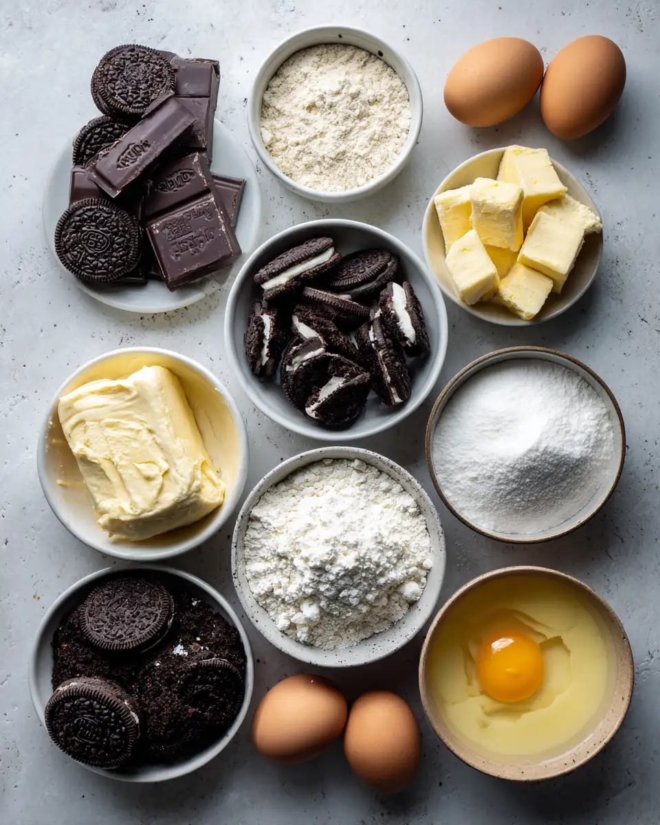 Ingredients for Indulge in Decadence: Chocolate Oreo Cheesecake Cookie Bars Unveiled