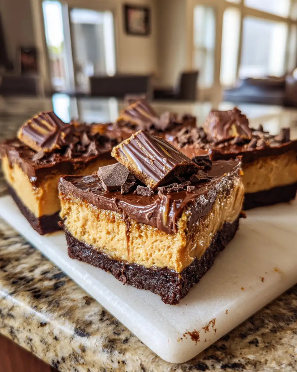 Final dish - Decadent Delight: Chocolate Peanut Butter Cheesecake Bars That Will Steal Your Heart