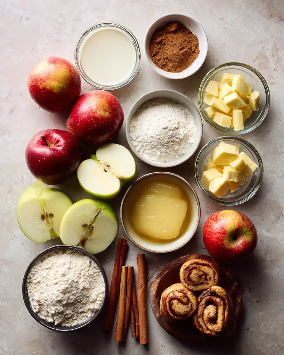 Ingredients for Heavenly Cinnamon Roll Apple Cobbler: A Cozy Dessert Delight