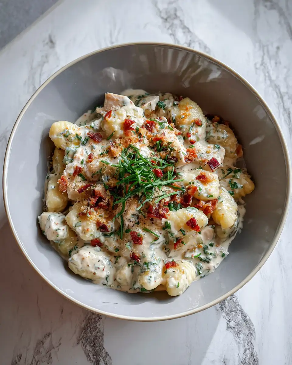 Final dish - Indulge in Comfort: Creamy Bacon Ranch Chicken Gnocchi Delight