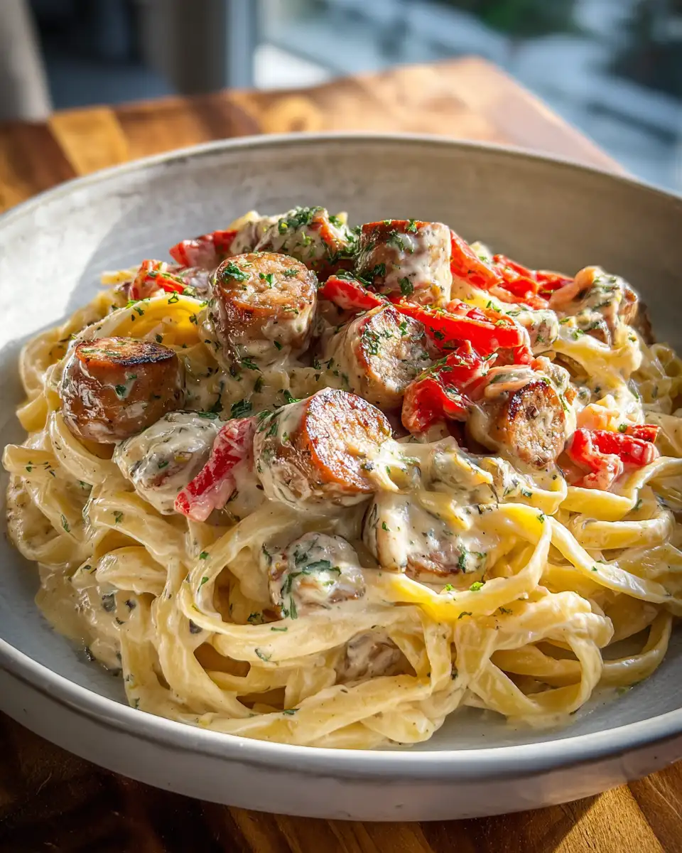 Final dish - Spice Up Your Dinner with Creamy Cajun Sausage Alfredo Pasta