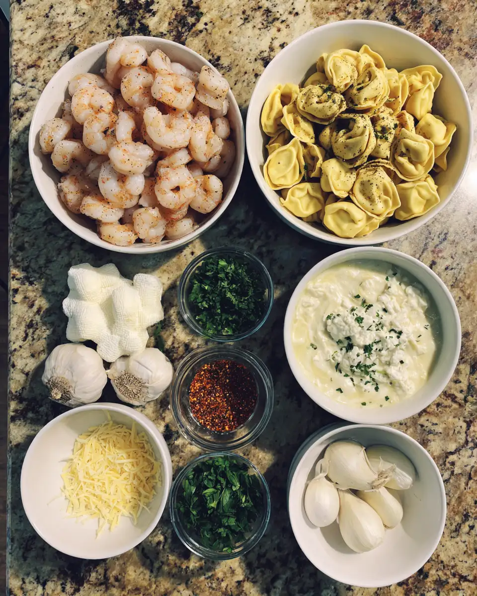Savor the Flavors: Creamy Cajun Shrimp Tortellini Delight 4 Ingredients for Savor the Flavors: Creamy Cajun Shrimp Tortellini Delight