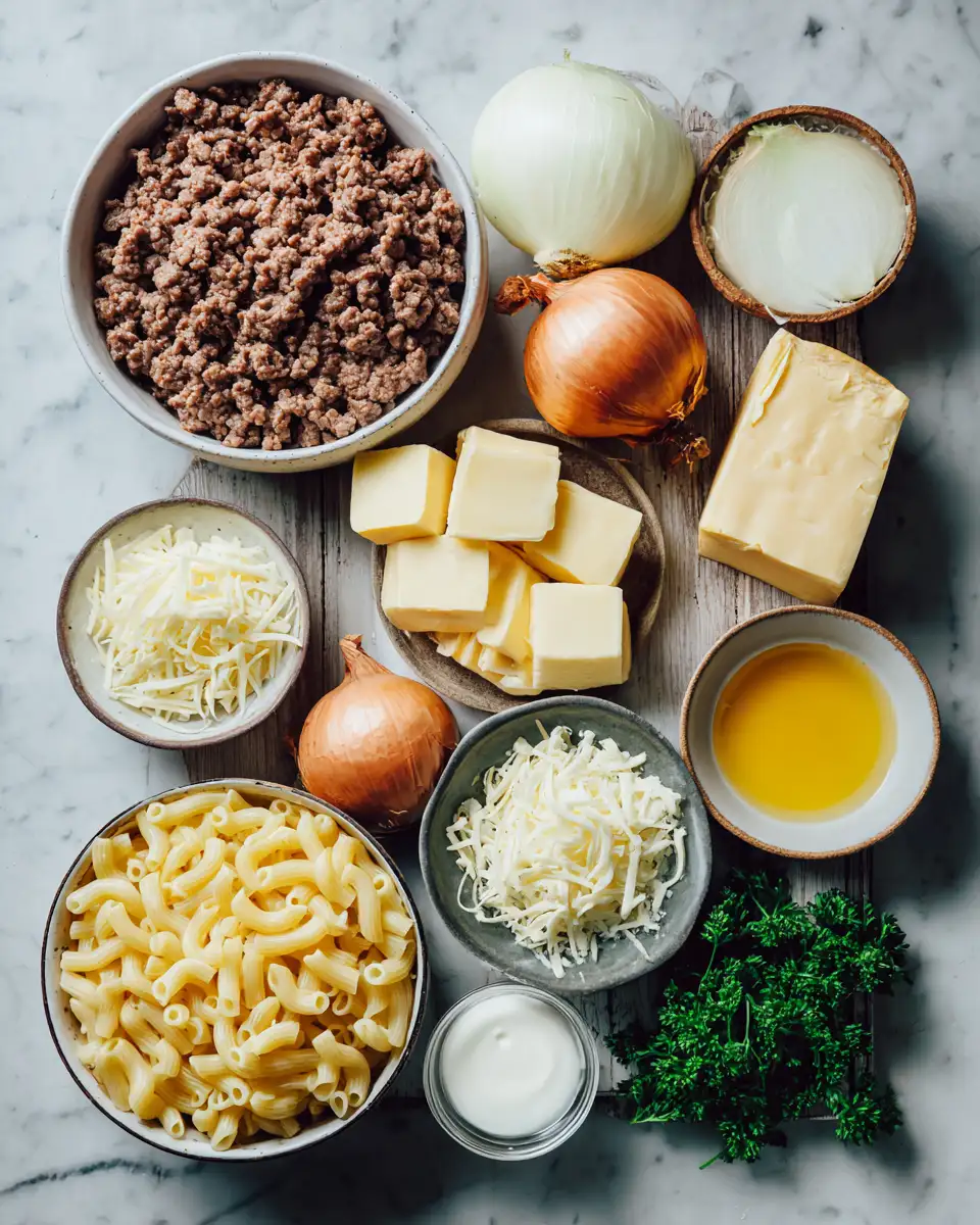 Ingredients for Indulge in Comfort: Creamy French Onion Beef Pasta Bliss