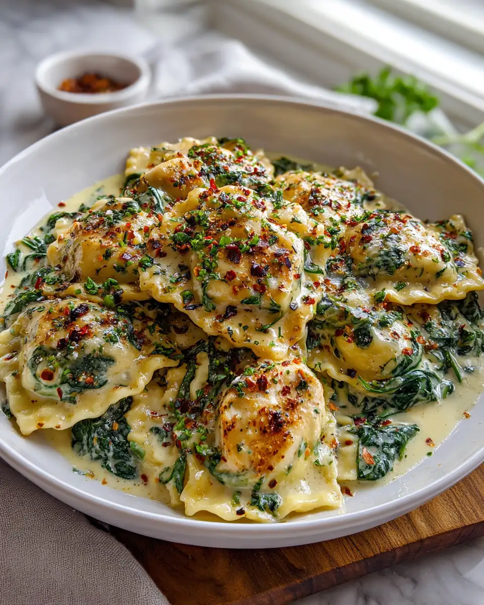 Indulge in Comfort: Creamy Garlic Chicken Spinach Ravioli - Featured Image