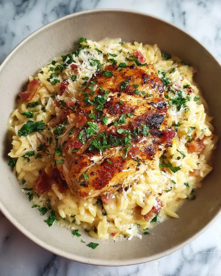 Indulge in Comfort: Creamy Parmesan Chicken Bacon Orzo Delight - Featured Image