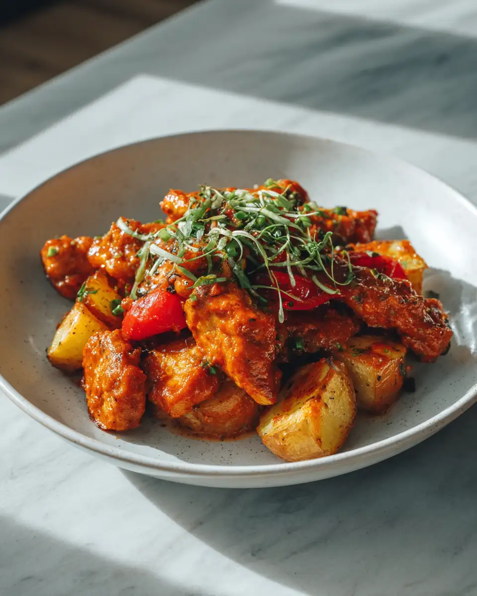 Sizzling Skillet Sensation: Crispy Buffalo Chicken and Potatoes - Featured Image