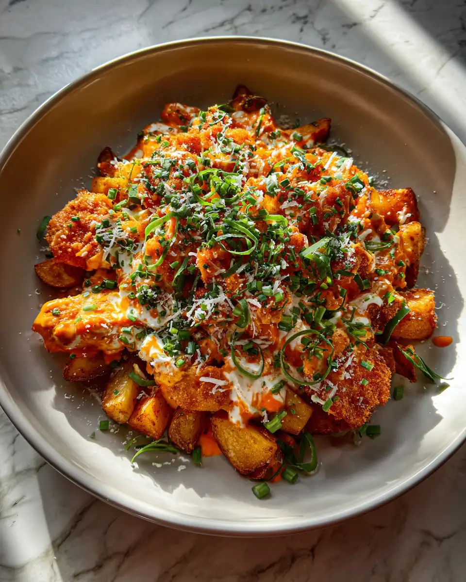 Final dish - Sizzling Skillet Sensation: Crispy Buffalo Chicken and Potatoes