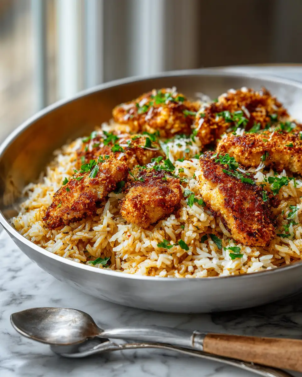 Savor the Crunch: Irresistible Crispy Parmesan Chicken Rice Skillet - Featured Image