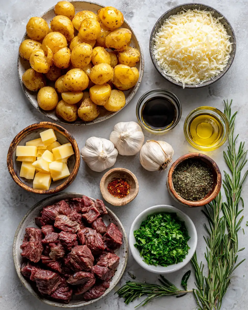 Ingredients for Savor the Crunch: Irresistible Crispy Parmesan Steak Potato Bites