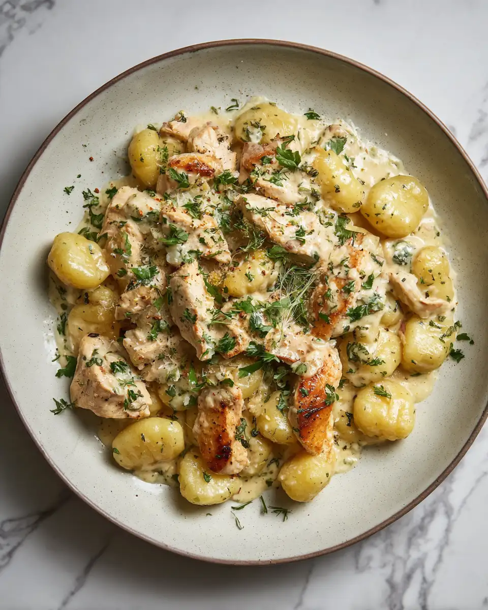 Final dish - Creamy Garlic Butter Chicken Alfredo Gnocchi: A Comfort Food Dream