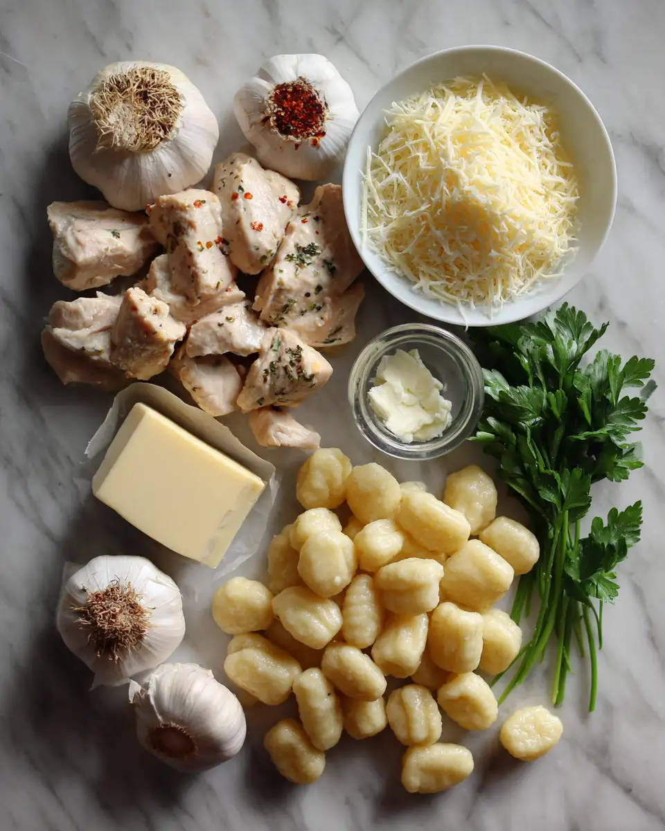 Ingredients for Creamy Garlic Butter Chicken Alfredo Gnocchi: A Comfort Food Dream