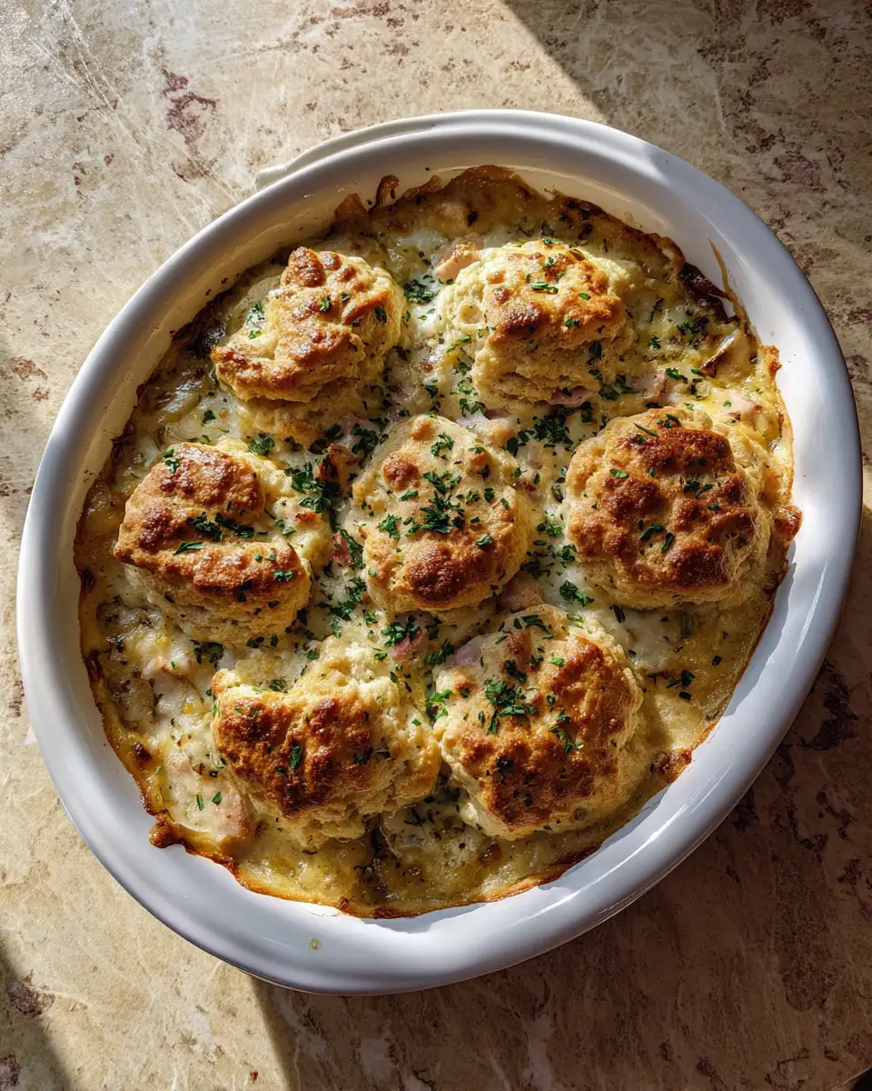 Final dish - Irresistible Garlic Butter Chicken Biscuit Casserole: A Comfort Food Dream