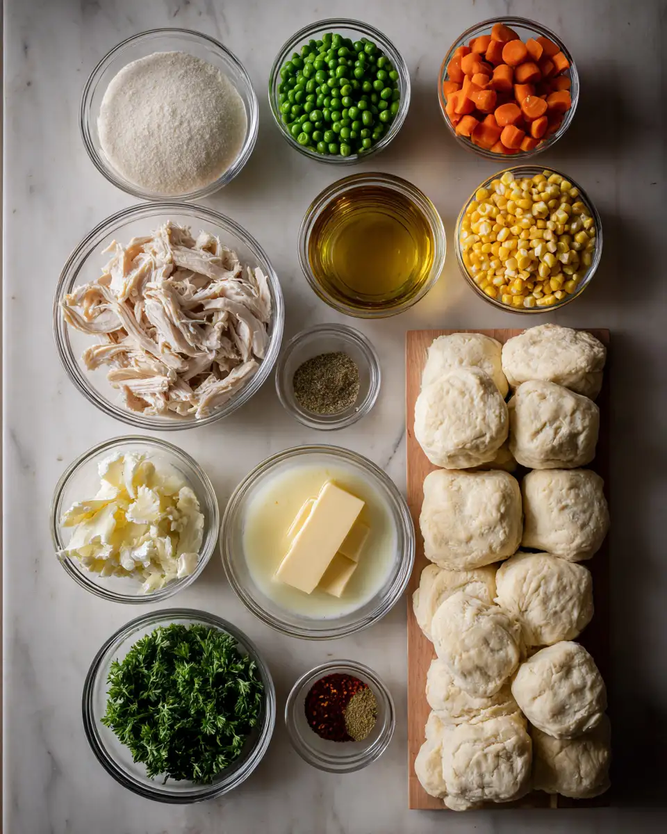 Ingredients for Irresistible Garlic Butter Chicken Biscuit Casserole: A Comfort Food Dream