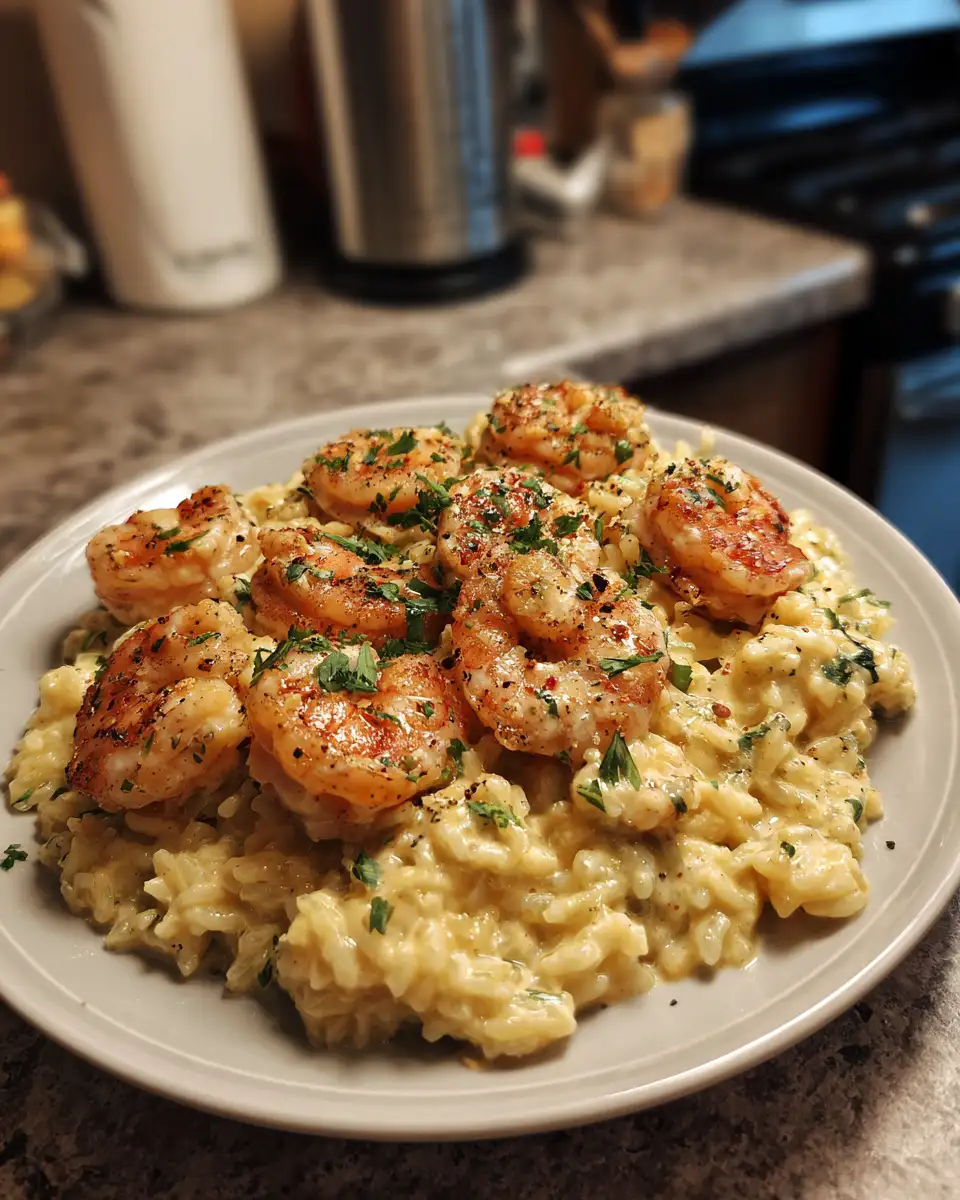 Final dish - Creamy Garlic Butter Shrimp Alfredo Rice: A Decadent Dinner Delight