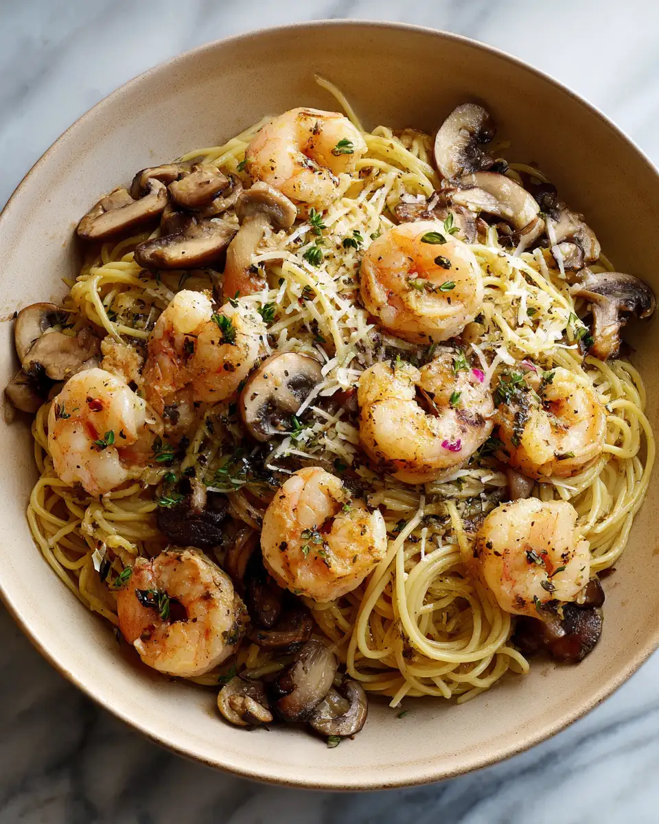 Savor the Flavor: Garlic Butter Shrimp Mushroom Pasta Delight 6 Final dish - Savor the Flavor: Garlic Butter Shrimp Mushroom Pasta Delight