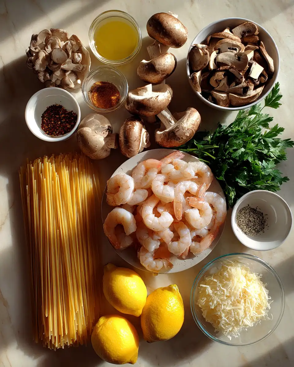 Savor the Flavor: Garlic Butter Shrimp Mushroom Pasta Delight 4 Ingredients for Savor the Flavor: Garlic Butter Shrimp Mushroom Pasta Delight