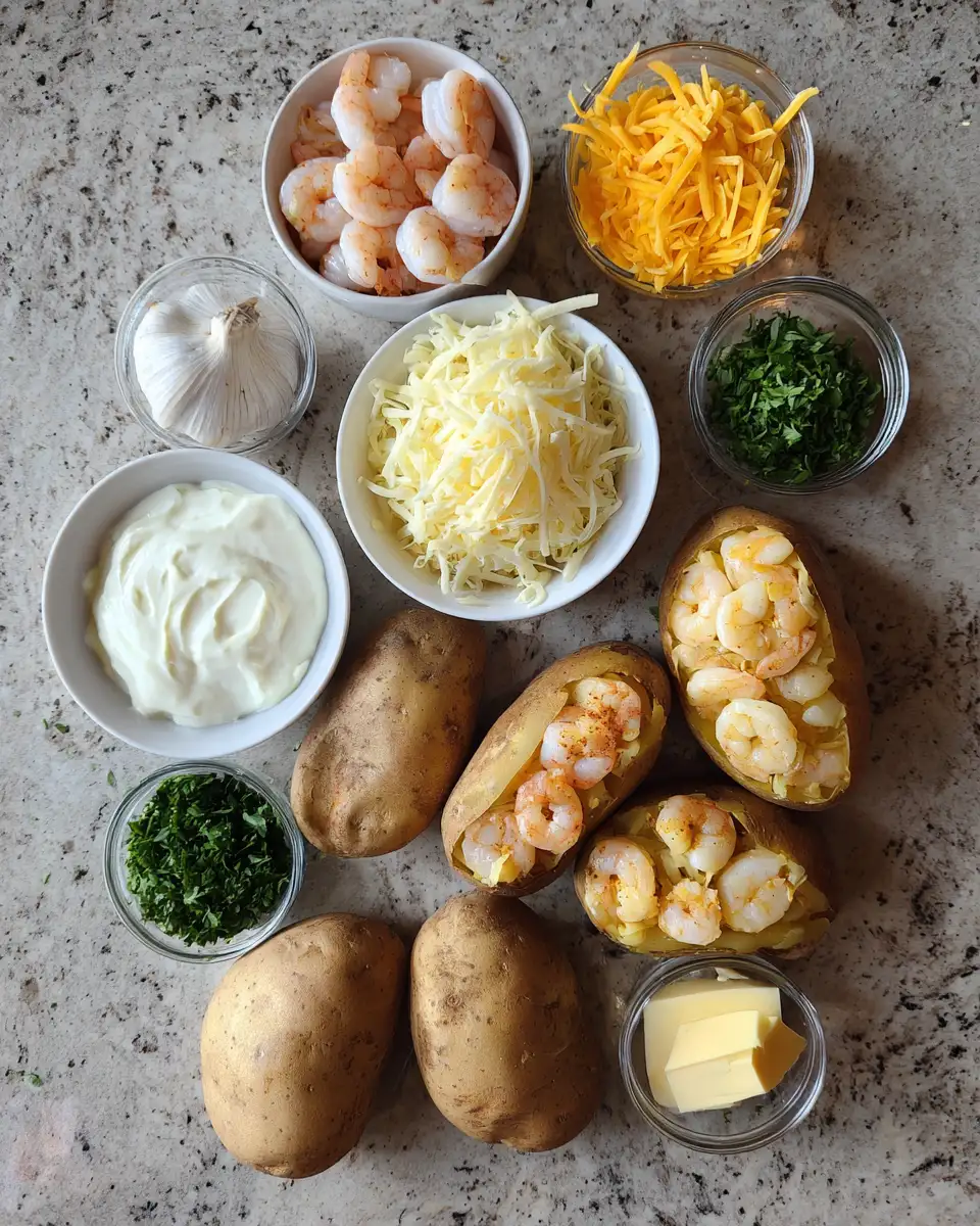 Ingredients for Indulge Your Taste Buds with Irresistible Garlic Butter Shrimp Stuffed Potatoes