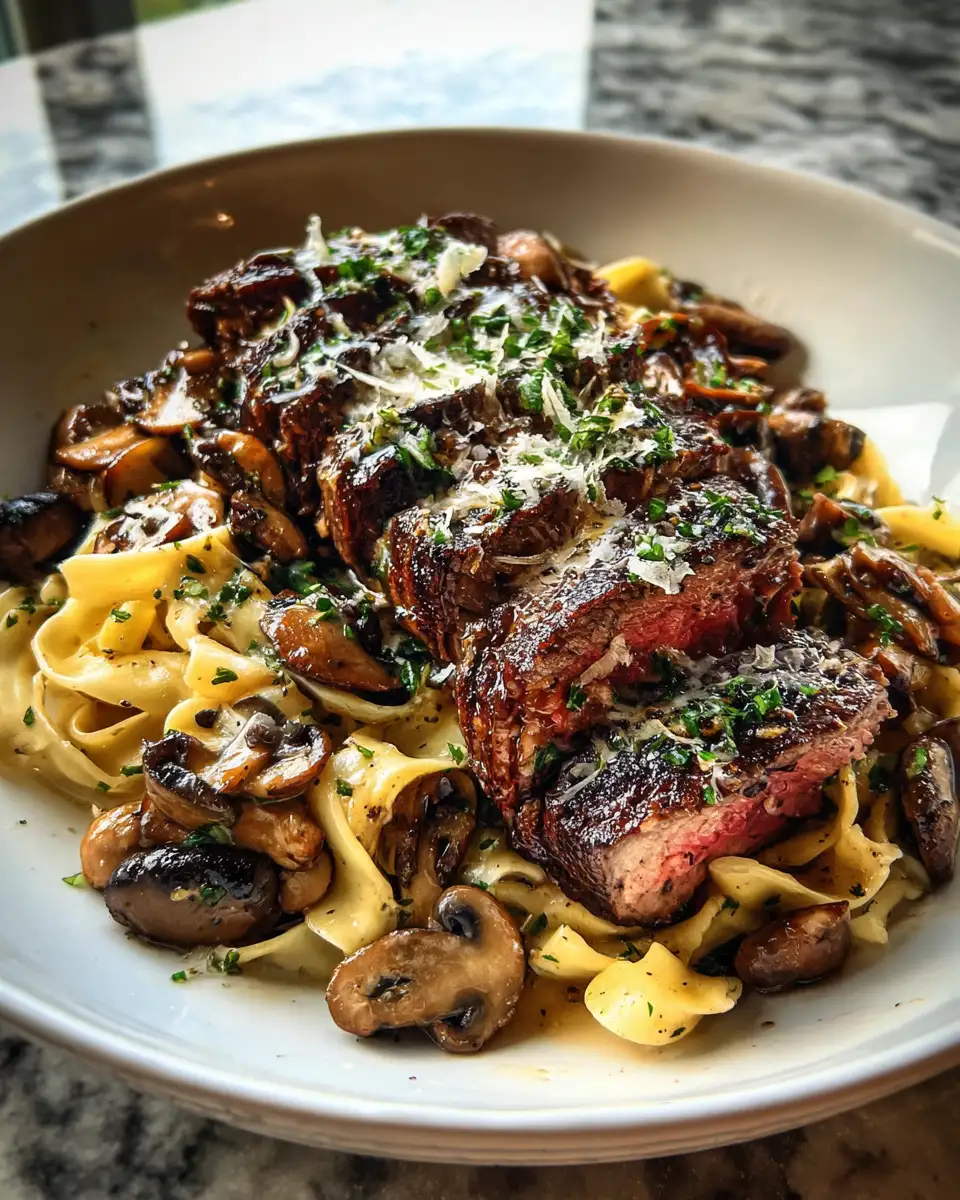 Savor the Flavor: Garlic Herb Steak Mushroom Pasta Delight 6 Final dish - Savor the Flavor: Garlic Herb Steak Mushroom Pasta Delight