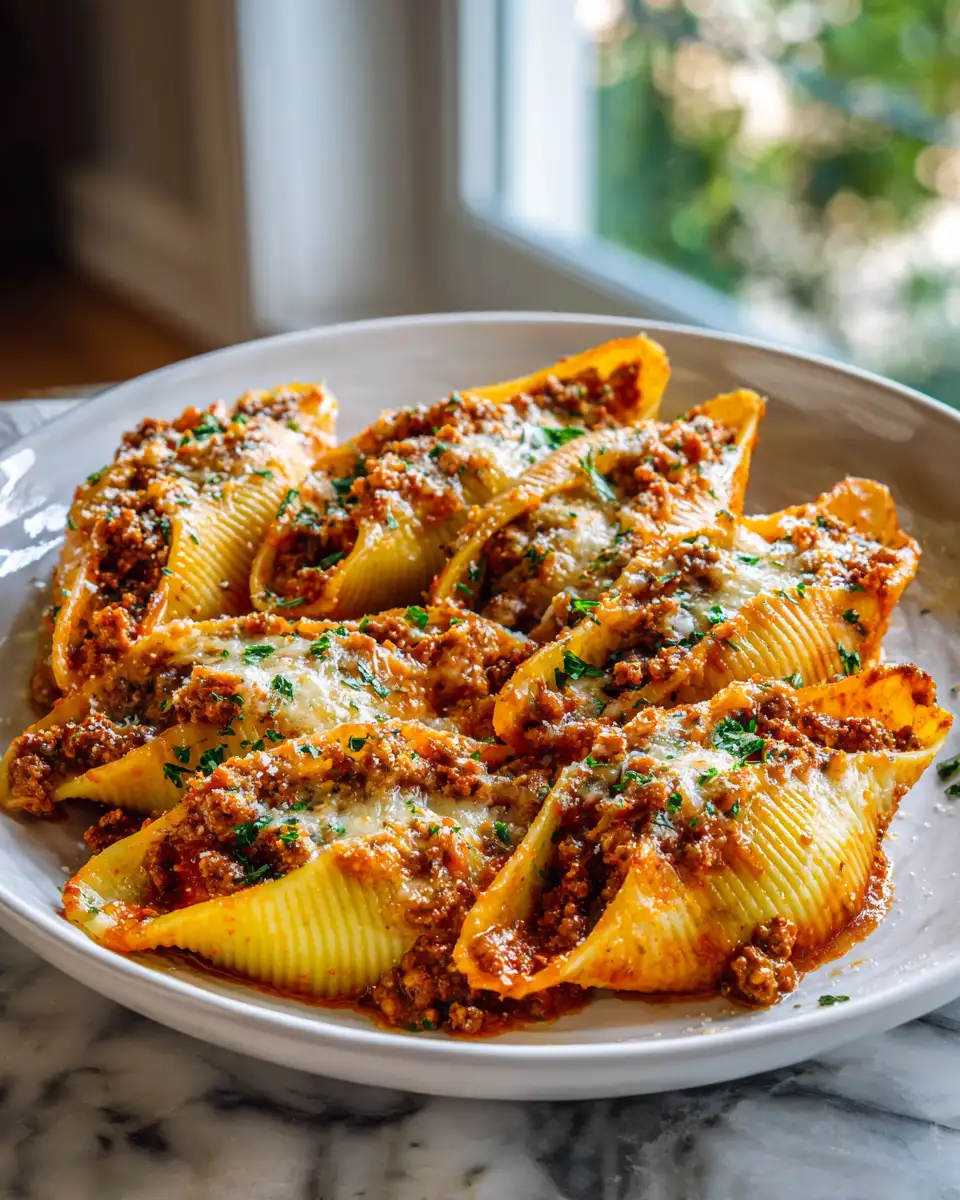 Irresistibly Cheesy Garlic Parmesan Beef Stuffed Shells Delight - Featured Image