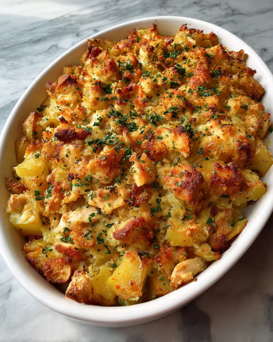 Final dish - Savor the Flavor: Irresistible Garlic Parmesan Chicken Potato Casserole