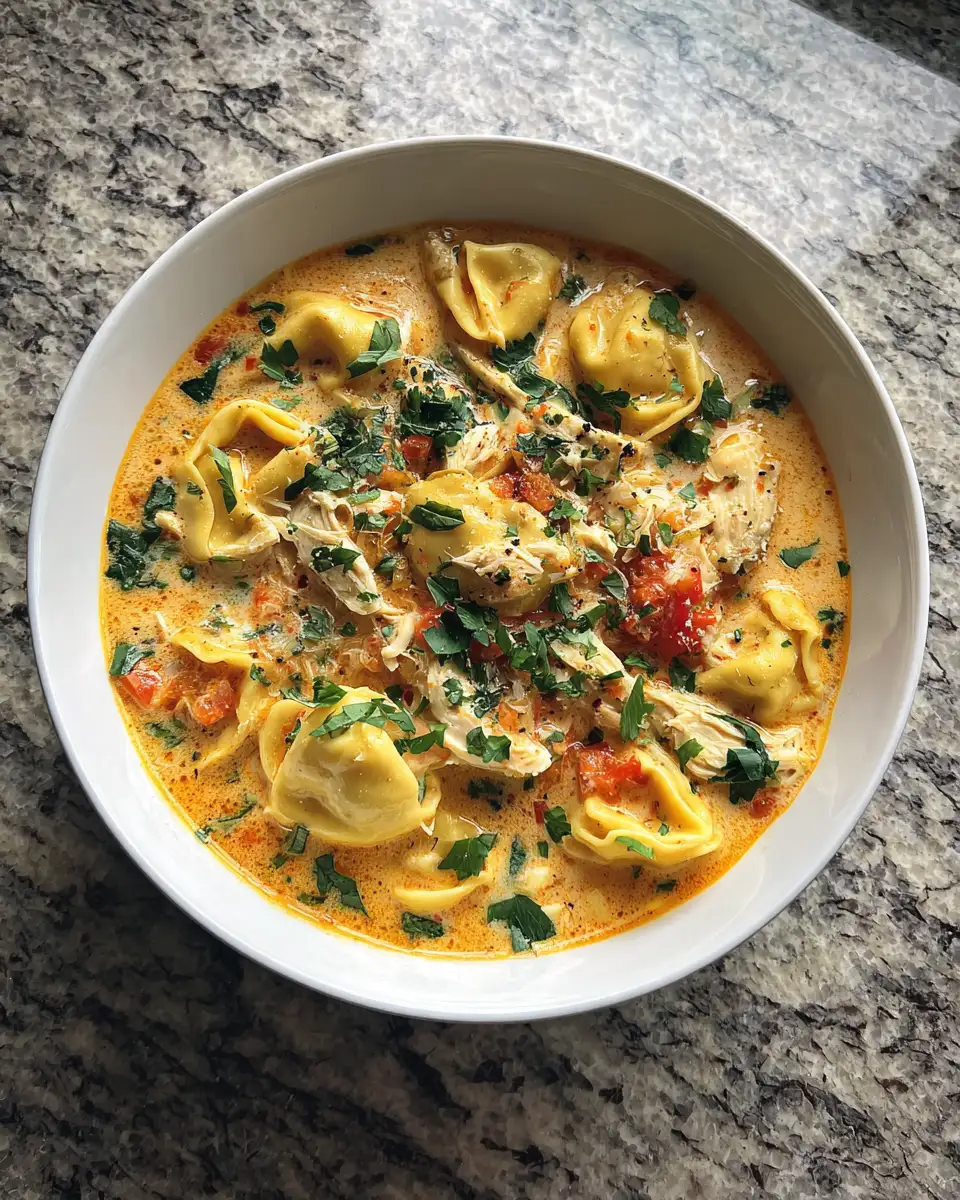Final dish - Cozy Up with Creamy Garlic Parmesan Chicken Tortellini Soup