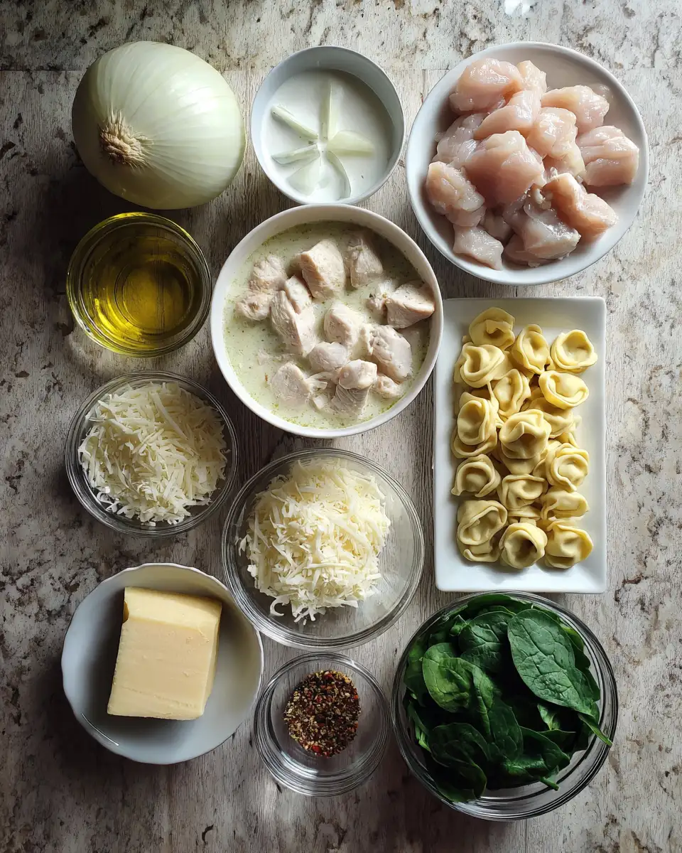 Ingredients for Cozy Up with Creamy Garlic Parmesan Chicken Tortellini Soup