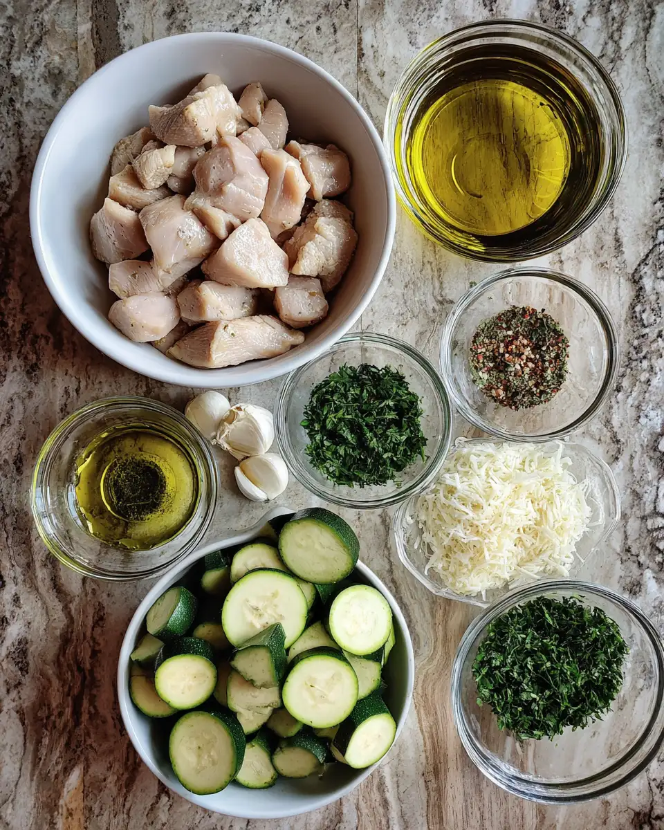 Ingredients for Sizzle Up Your Dinner with Garlic Parmesan Chicken Zucchini Skillet