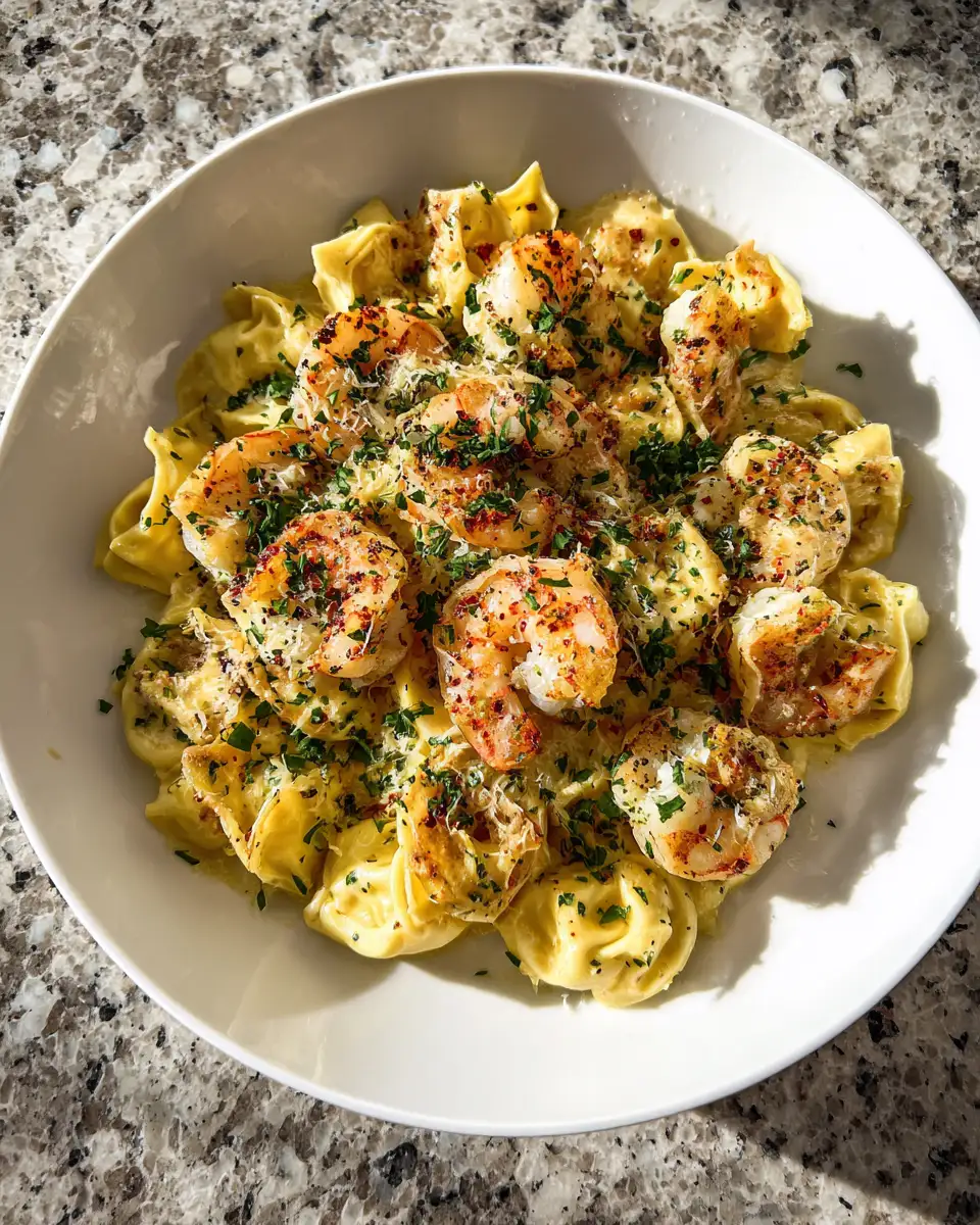 Baked Bliss: Garlic Parmesan Shrimp Tortellini Delight 6 Final dish - Baked Bliss: Garlic Parmesan Shrimp Tortellini Delight
