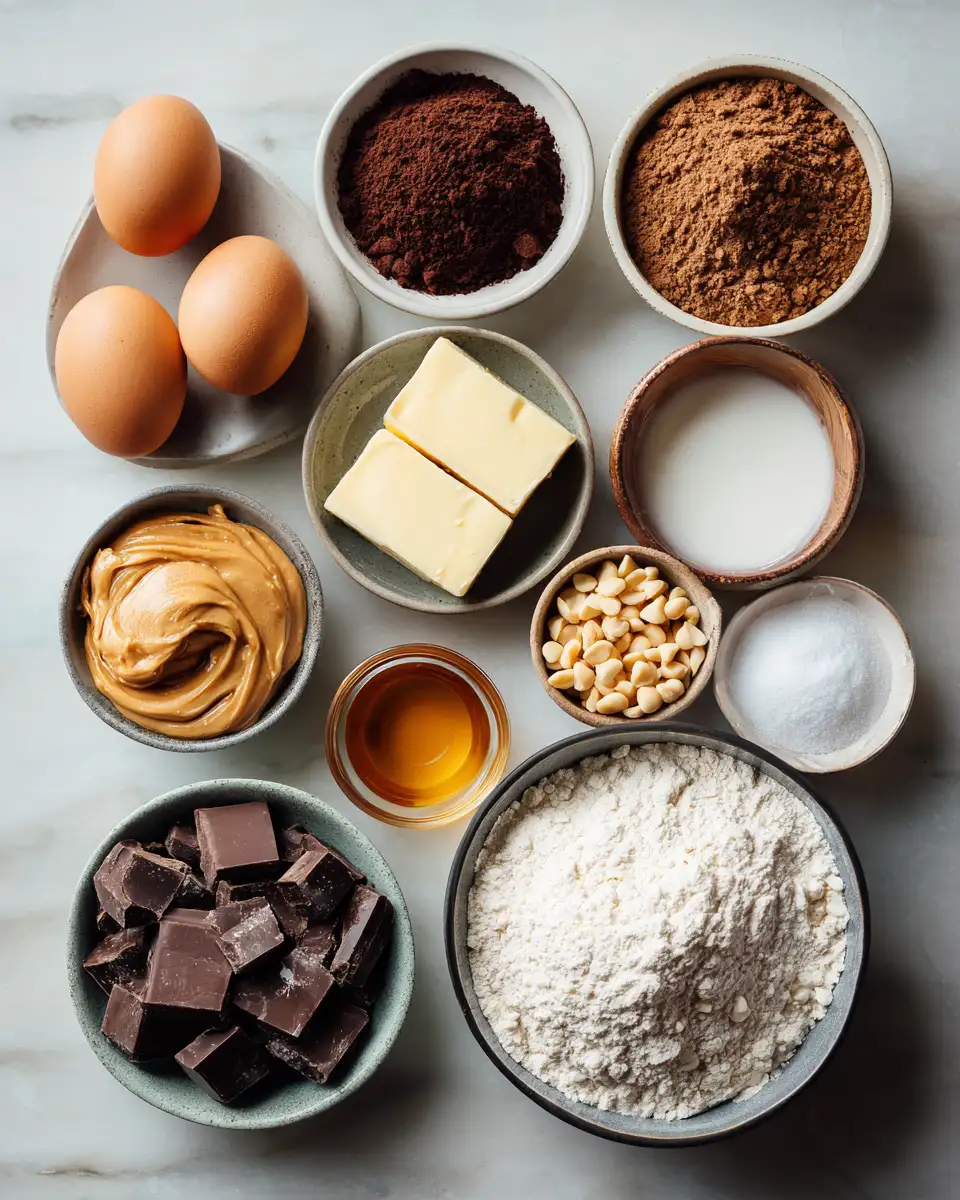 Ingredients for Indulge in Heavenly Gooey Chocolate Peanut Butter Brookies Bliss