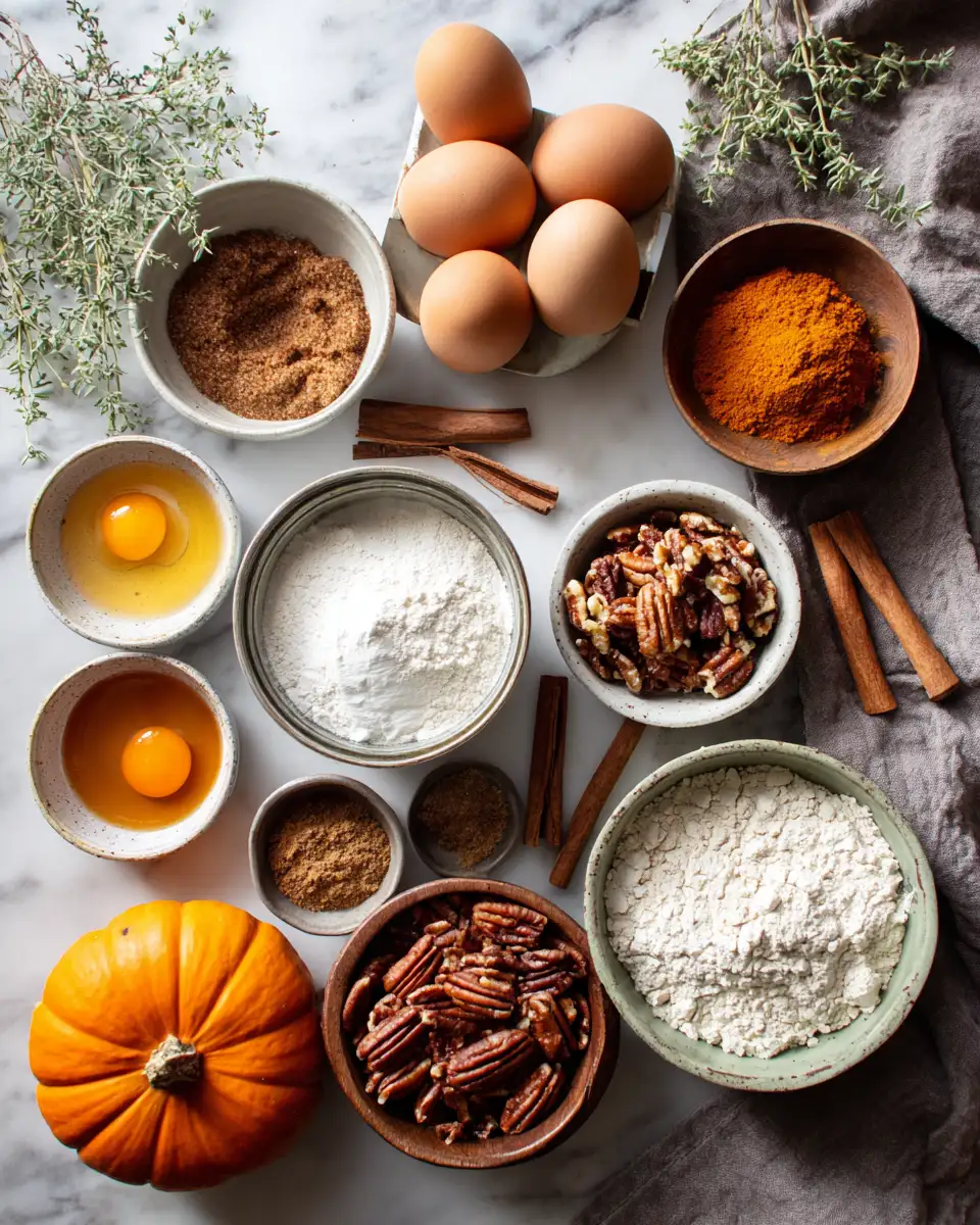 Ingredients for Indulge in Autumn Bliss with Gooey Pumpkin Pecan Sticky Cake