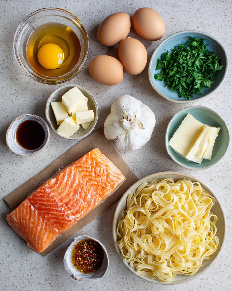 Sweet and Savory Delight: Honey Garlic Butter Salmon Noodles 4 Ingredients for Sweet and Savory Delight: Honey Garlic Butter Salmon Noodles