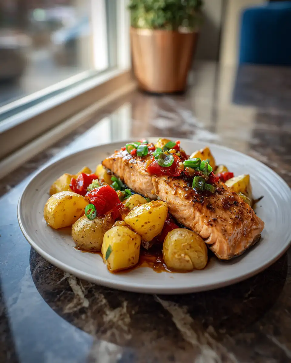 Sizzle and Savor: Honey Garlic Salmon Potato Skillet Extravaganza - Featured Image