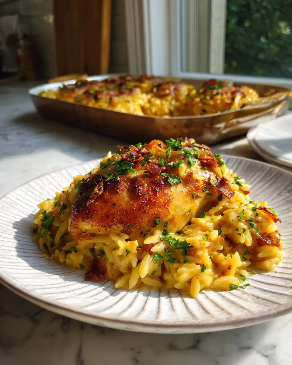 Savory Comfort: Irresistible Honey Mustard Chicken Orzo Bake - Featured Image
