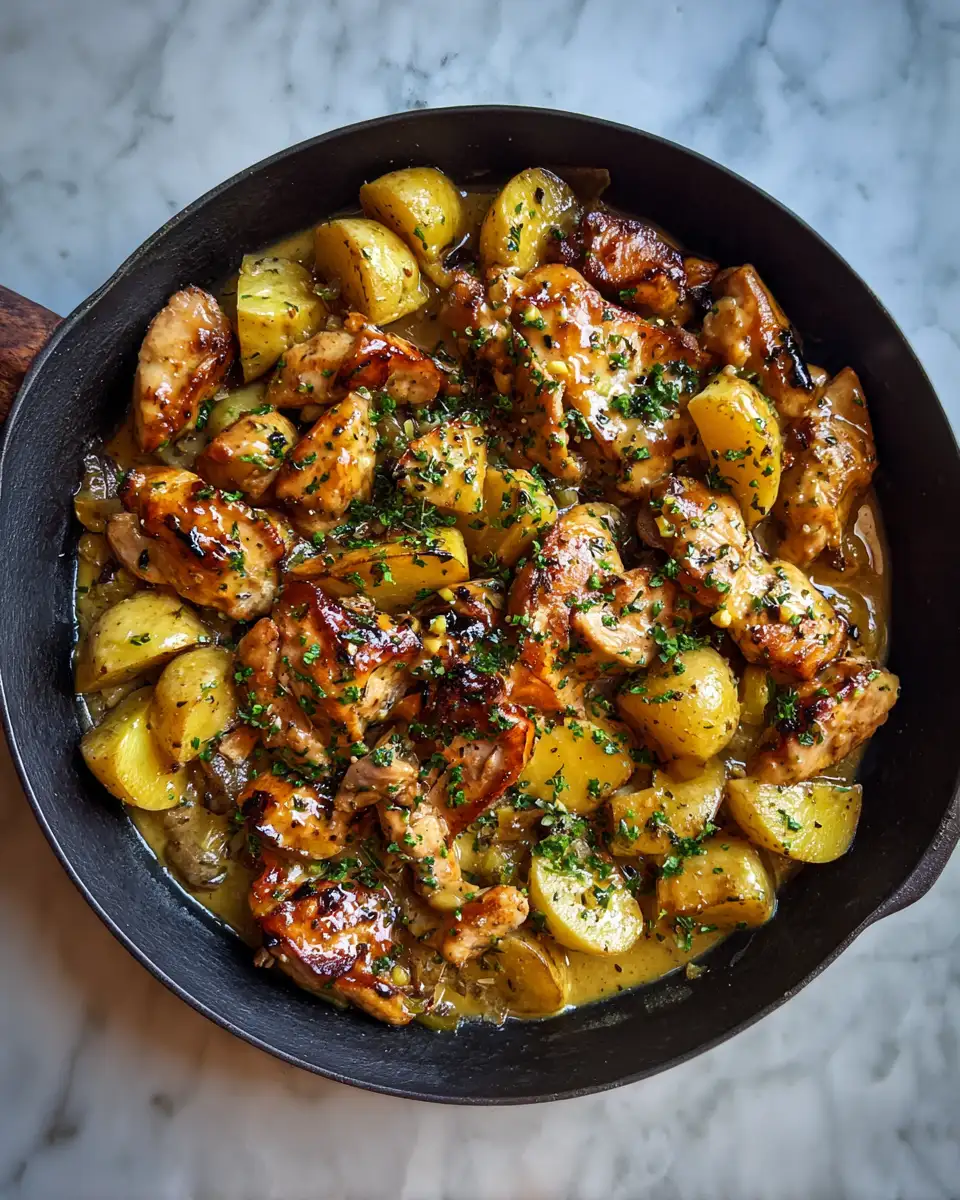 Final dish - Sizzling Honey Mustard Chicken Potato Skillet Delight