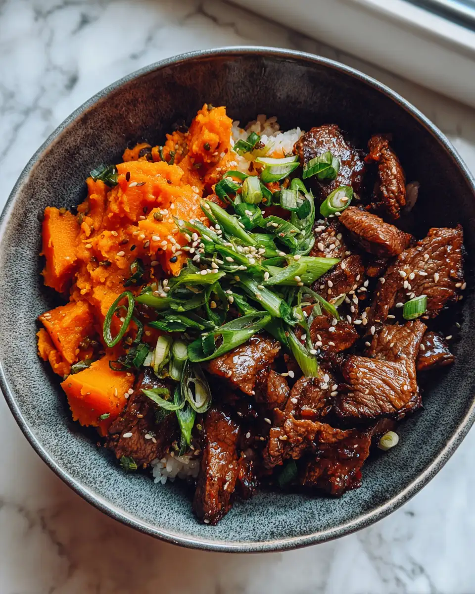 Final dish - Savor the Spice: Hot Honey Beef Sweet Potato Bowls Delight