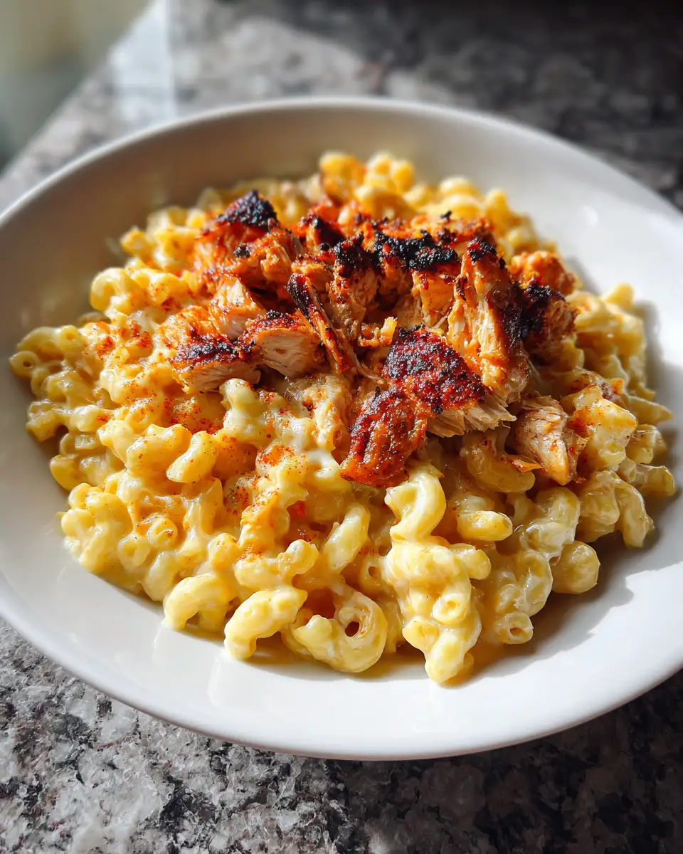 Sizzling Hot Honey Chicken Mac and Cheese Delight 6 Final dish - Sizzling Hot Honey Chicken Mac and Cheese Delight