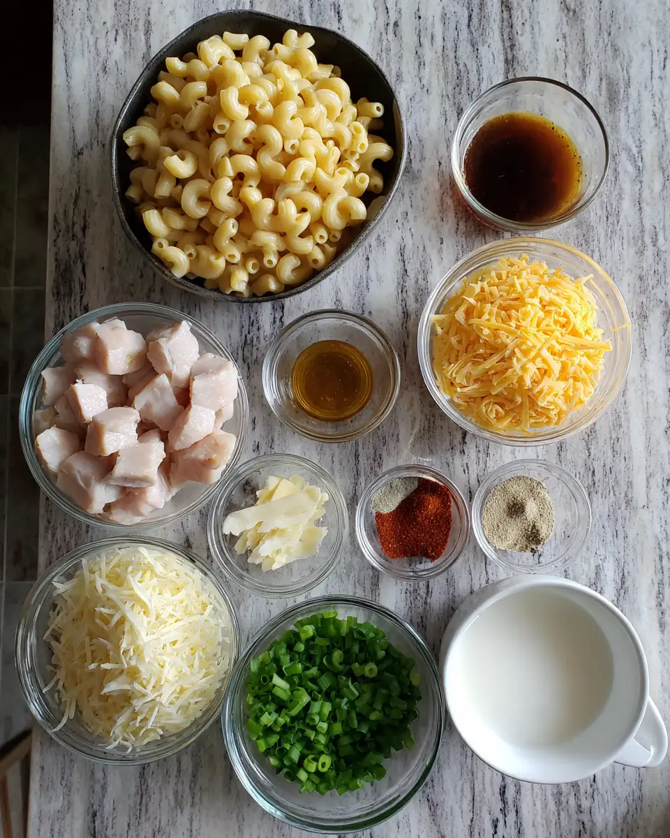 Sizzling Hot Honey Chicken Mac and Cheese Delight 4 Ingredients for Sizzling Hot Honey Chicken Mac and Cheese Delight
