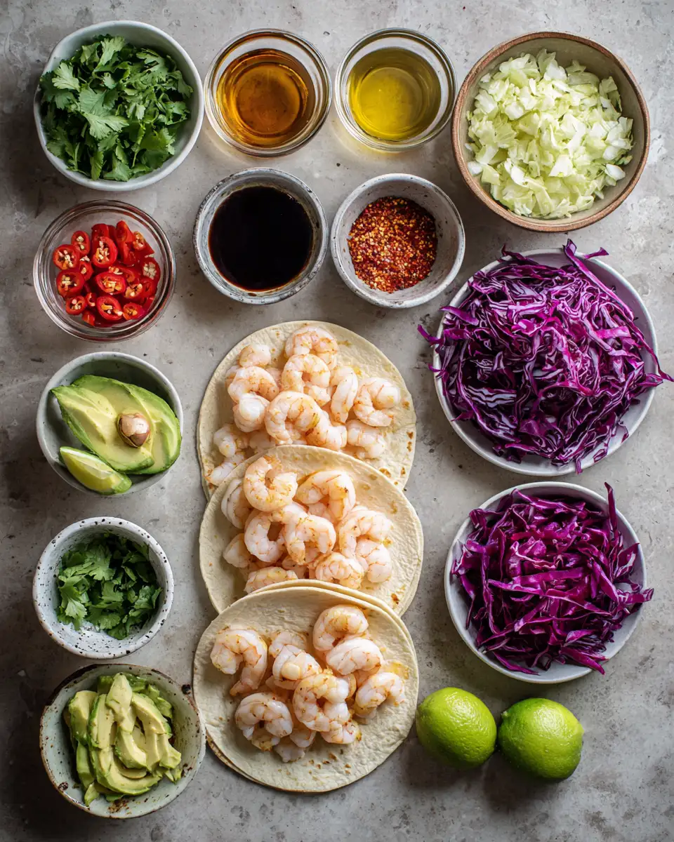 Ingredients for Sizzle and Spice: Dive into Hot Honey Garlic Shrimp Tacos