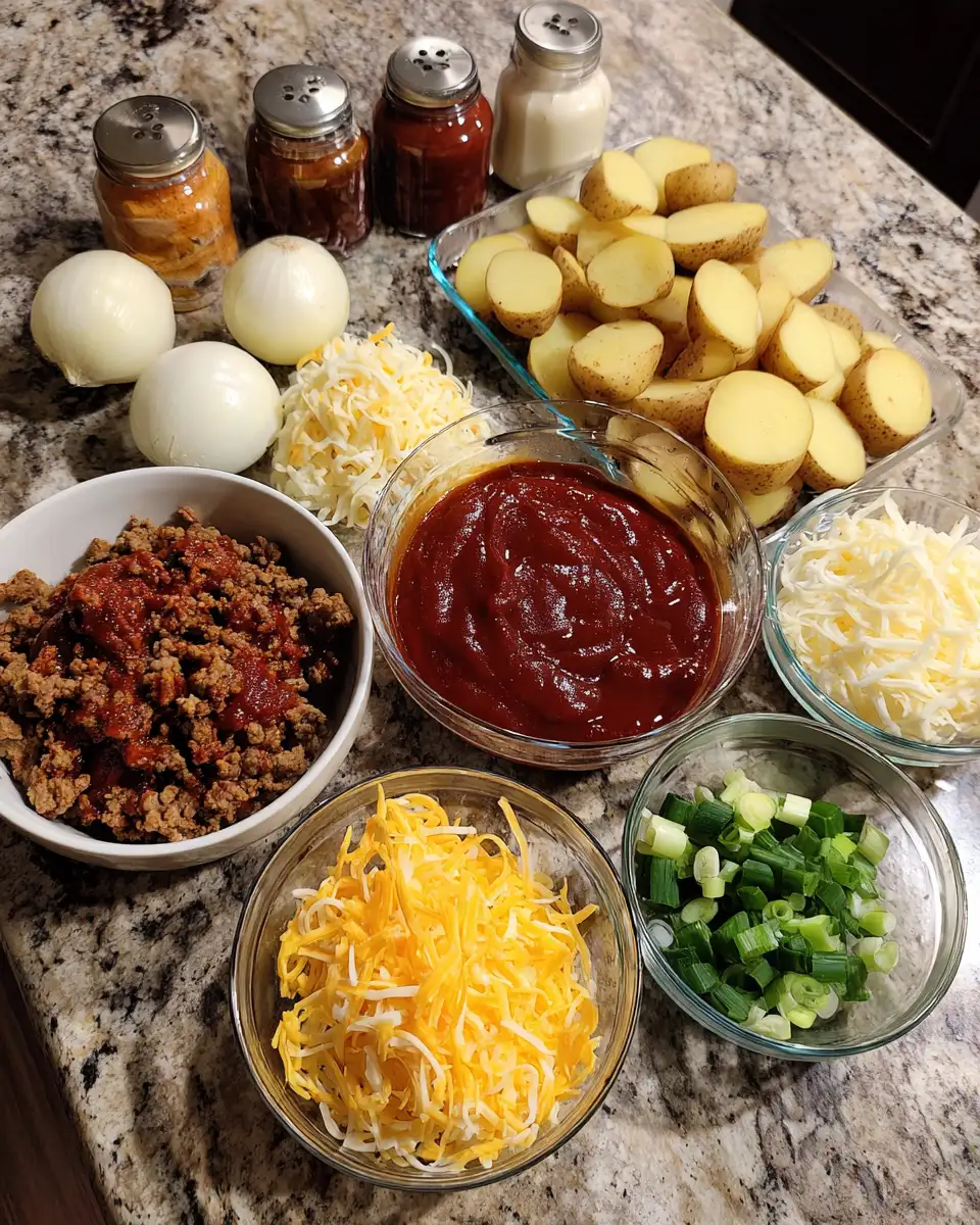 Ultimate Comfort: Loaded BBQ Cheeseburger Potato Bake Indulgence 4 Ingredients for Ultimate Comfort: Loaded BBQ Cheeseburger Potato Bake Indulgence