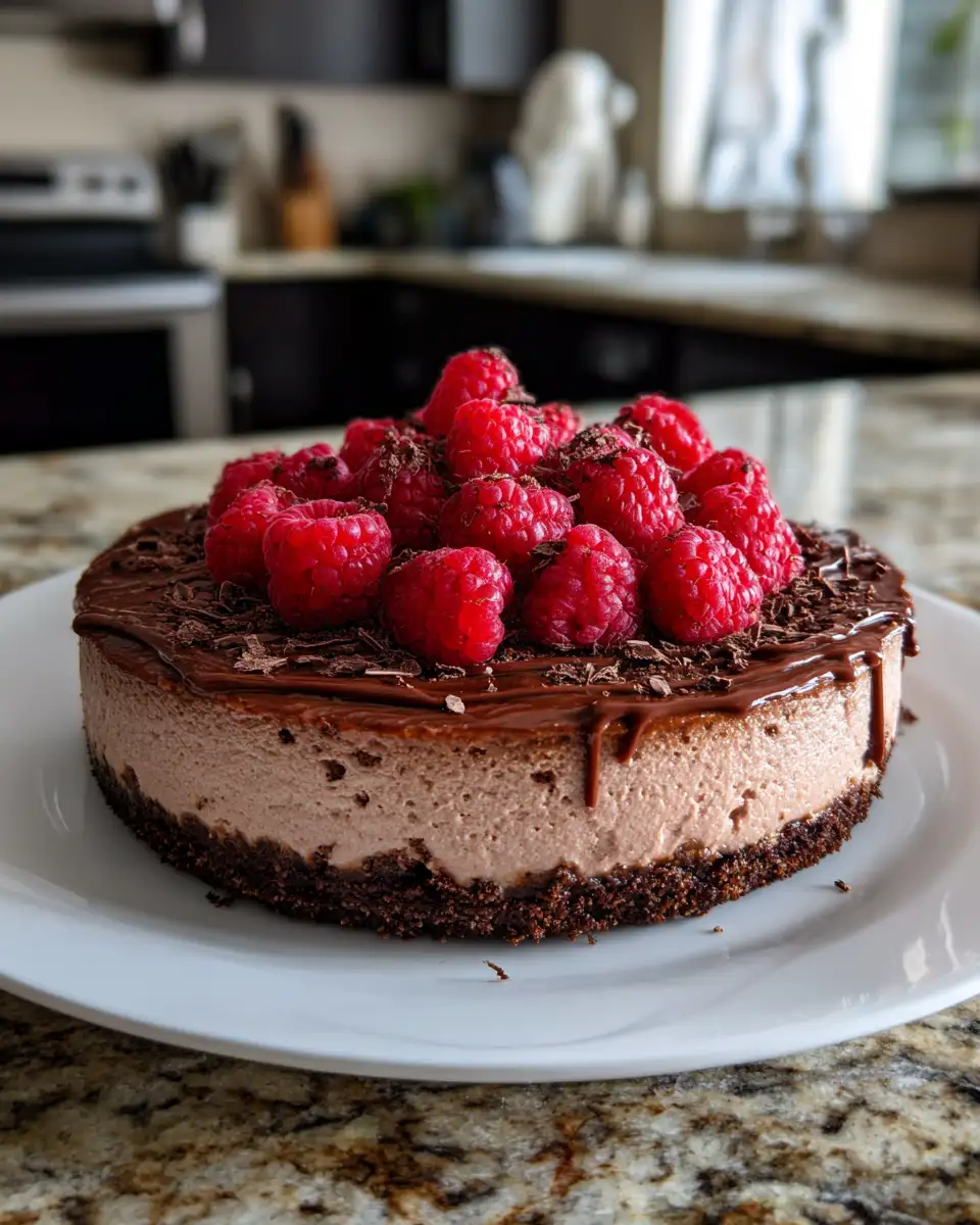Final dish - Decadent Delight: Indulge in a No Bake Chocolate Raspberry Cheesecake