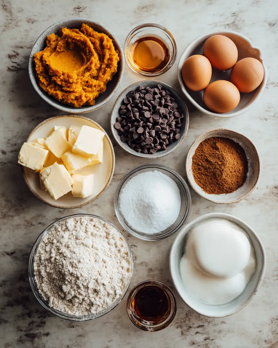 Ingredients for Irresistible Pumpkin Chocolate Chip Cookies: Fall's Sweetest Treat