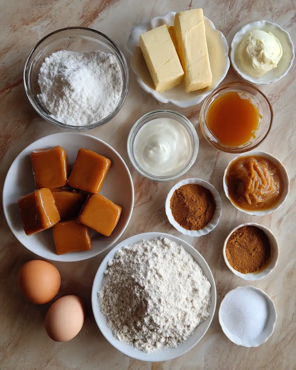 Ingredients for Irresistible Pumpkin Spice Caramel Cookie Cups for Fall Bliss