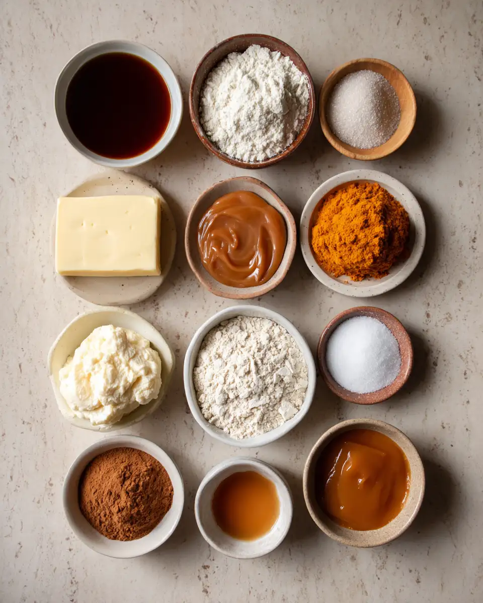 Ingredients for Indulge in Autumn Bliss with Salted Caramel Pumpkin Cheesecake Cookies