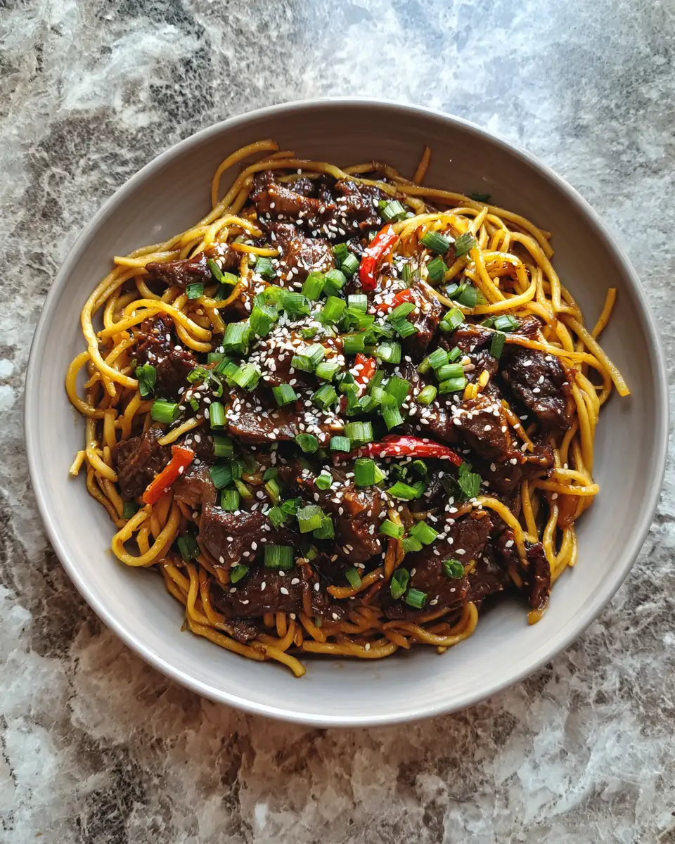 Sticky Honey Garlic Beef Noodles: A Sweet and Savory Sensation 6 Final dish - Sticky Honey Garlic Beef Noodles: A Sweet and Savory Sensation