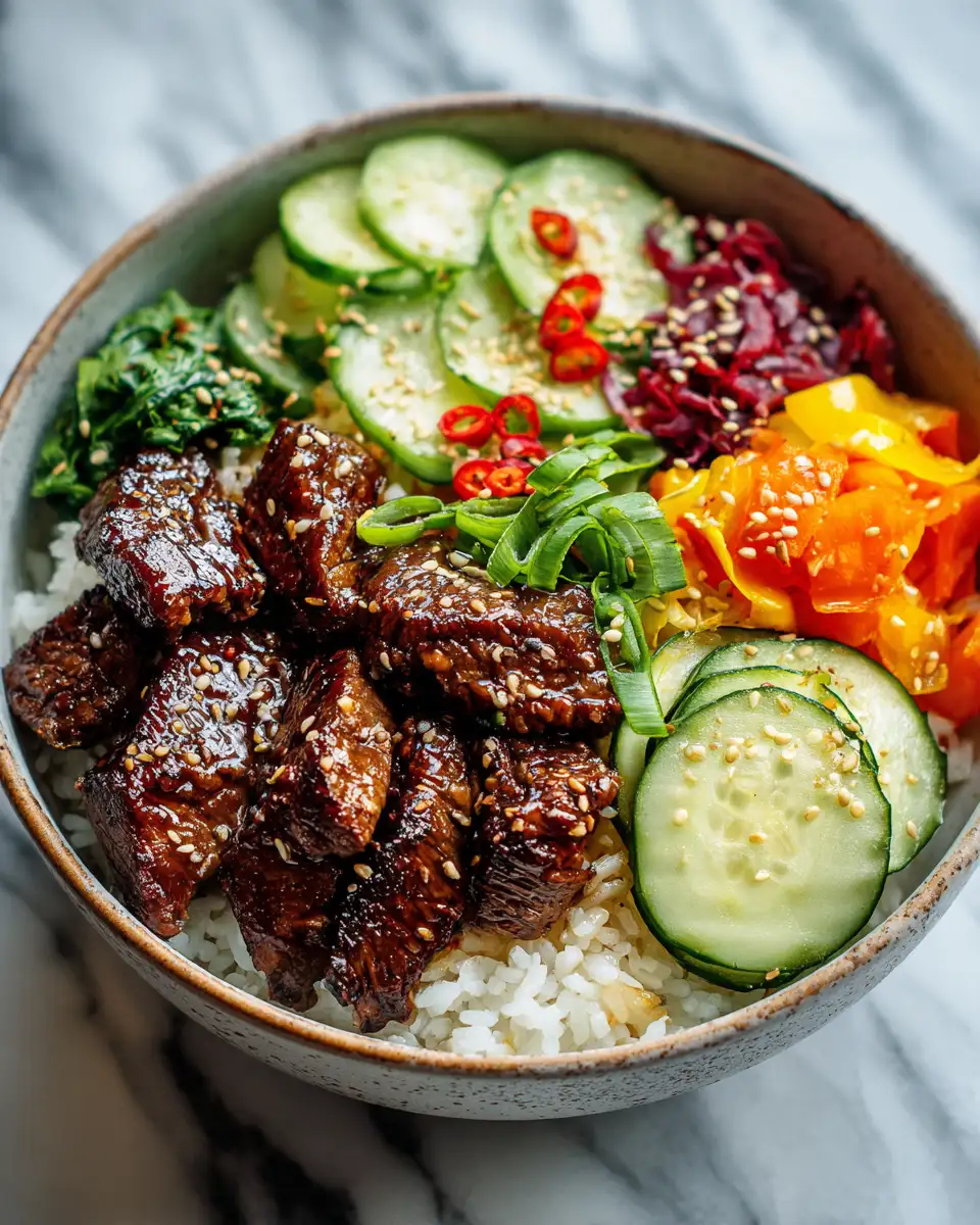 Final dish - Savor the Flavor: Irresistible Sticky Korean Garlic Steak Bowls